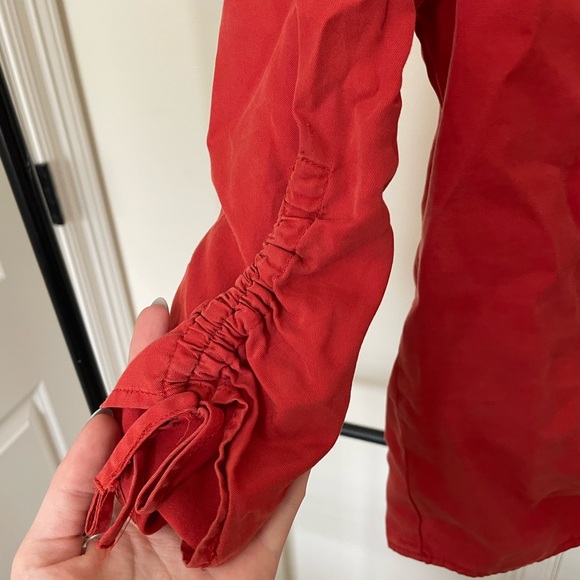 Red Orange Ruched Blouse - Picture 2 of 4
